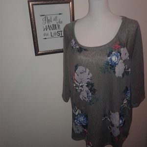 Arizona | grey floral knit size 1x Jrs. Plus
